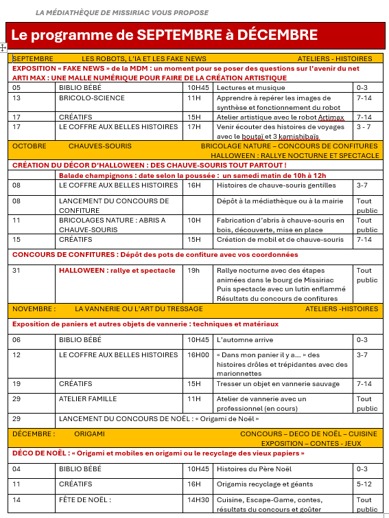 2025 PROGR SEPT OCT NOV DEC