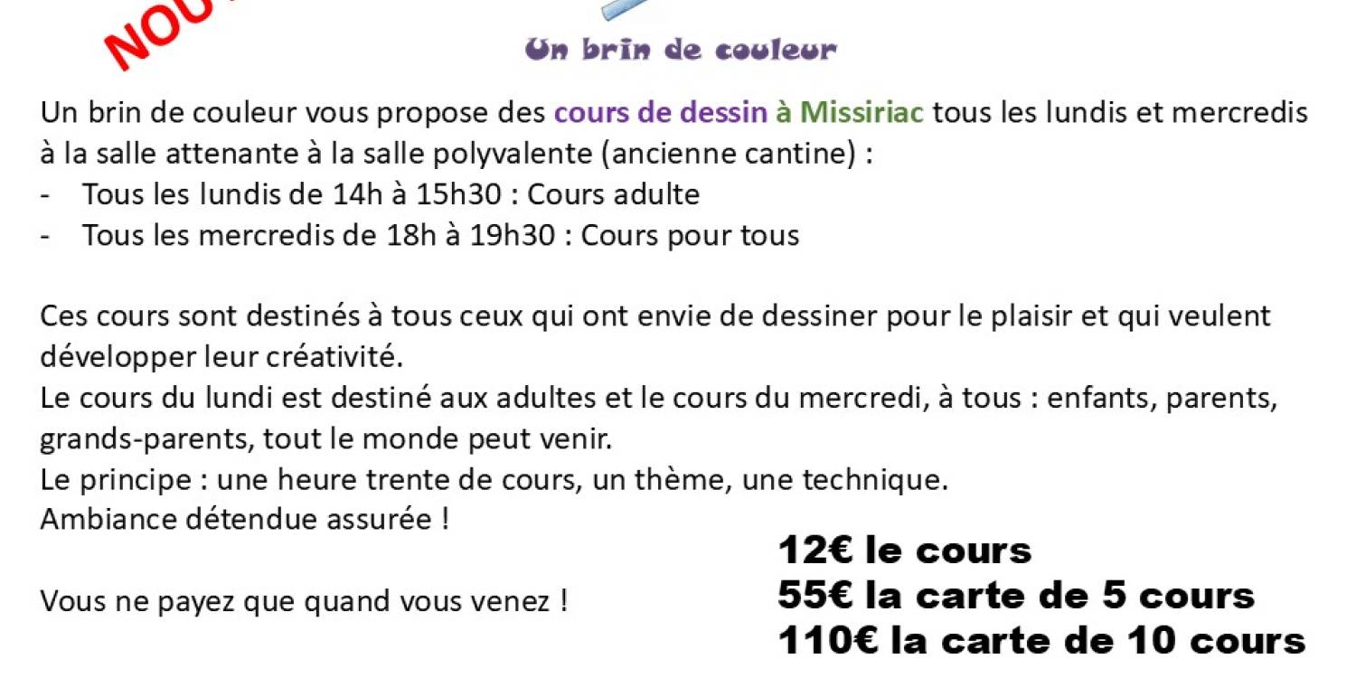 NOUVEAU : cours de dessins